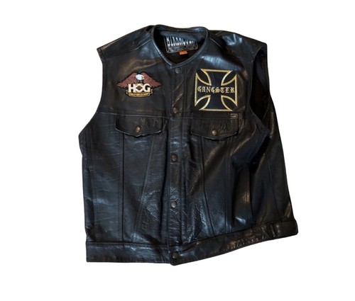 Vintage leather biker - biker, vest