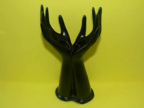Vintage black ceramic posy - black,