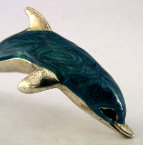 Sterling silver enamel dolphin - sterling,
