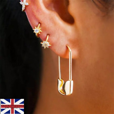 Gold U-Shaped Stud Punk Earrings Paper Clip Pin Metal Gold Silver Rose Colour