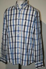 Basefield Bold Check Fine Poplin Shirt - L - White/Blue - Long Sleeve Top
