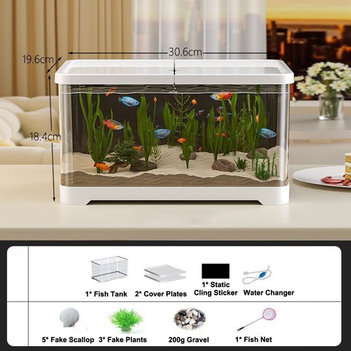 Clear fish tank with led - clear,