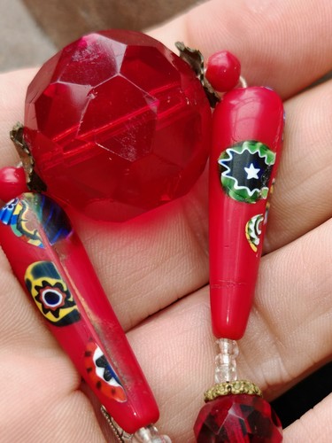 Venetian czech millefiori - millefiori, red