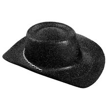 BLACK GLITTER COWBOY HAT