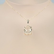 White Topaz Silver Necklace, Natural, Semi Precious Topaz, Faceted Gemstone,