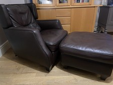 Natuzzi Amadeus Leather Armchair black piping.