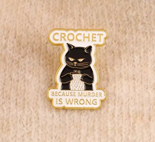 Crochet cat funny pin - cat,