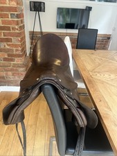 Dark Brown 16 1/2  Dressage Saddle Traditional British Made By Turf & Travel 
