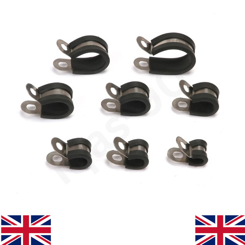 Clips rubber lined stainless - p,