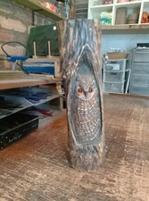 Owl in a nook chainsaw wood carving