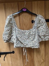 Zara crop top with yellow flower print & tie up back - EU Small