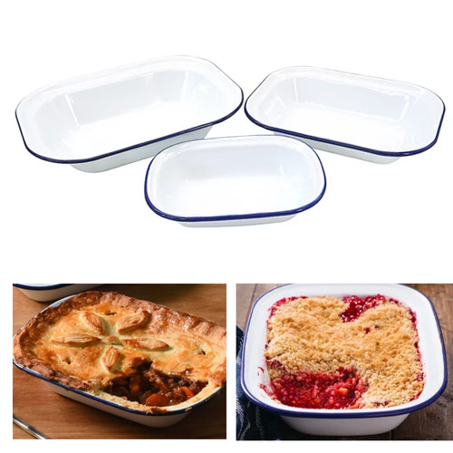 Enamel white bakeware pie dish - pie,