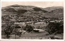 Coniston Old Man The Village & Lake Real Photo postcard unposted