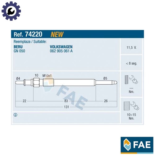 Glow plug 74220 for vw - glow,