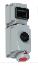 Red 63A Switched Interlock Socket 5 Pin 3P+N+E IP67 415V 63Amp 3 phase