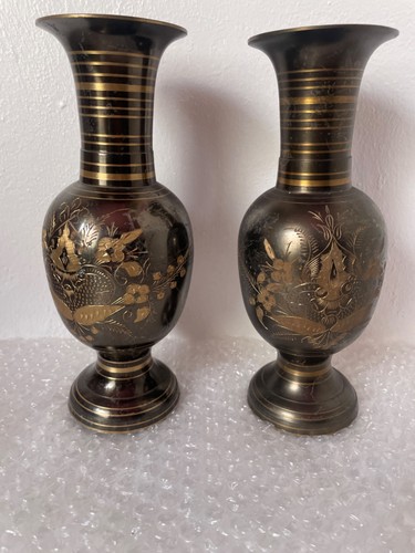 Brass bud vases - brass,