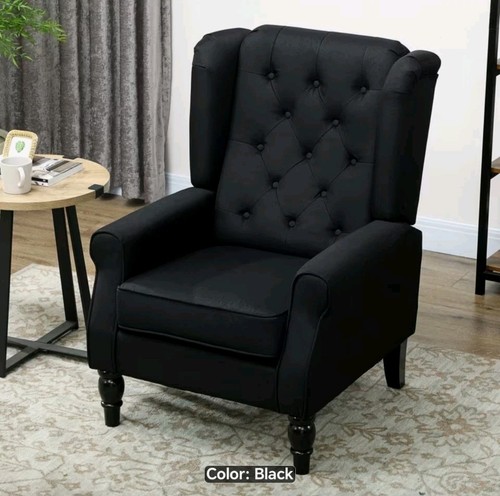 Black wingback button tufted - black,