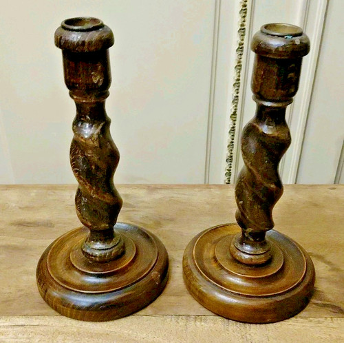 Pair edwardian barley twist - pair,
