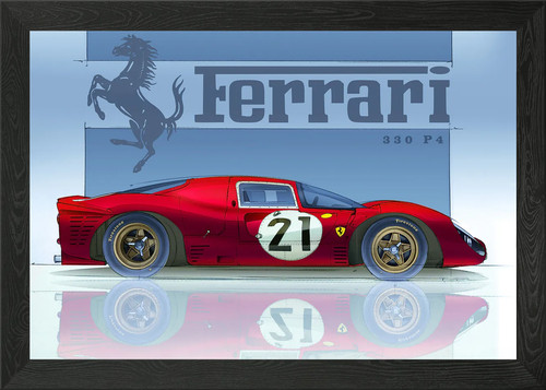 Red ferrari 330 - race, framed