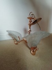 ART DECO GLASS BRASS PEACOCK