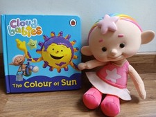 ☁️Cloud Babies Baba Pink Soft Toy Doll Vinyl Head Rainbow 2011 Talking & book