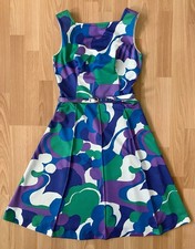 Genuine Vintage 1960s Psychedelic Print Sleeveless Knee Length Dress UK 8 - 10