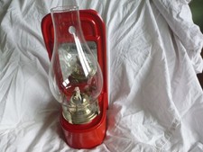Vintage wall Oil Lamp burner mirror backing with wick & glass chimney