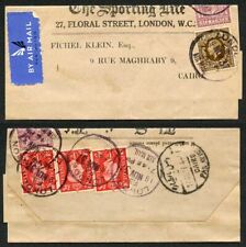 1937 The SPORTING LIFE Newspaper wrapper with KGV and KGVI stamps