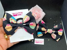 Cupcake Bobbles Hairband Headband Hair Bow Tie Band Fabric Spotty Minnie Mouse