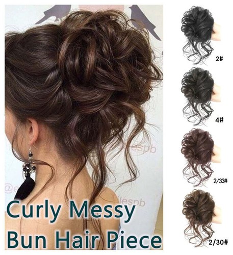 Curly real human messy bun - as,