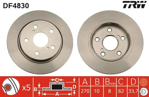 Brake disc solid df4830 - disc, trw