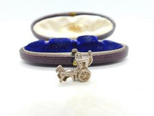 Sterling Silver Victorian Two-Wheeled Horse and Carriage Charm Vintage c1970