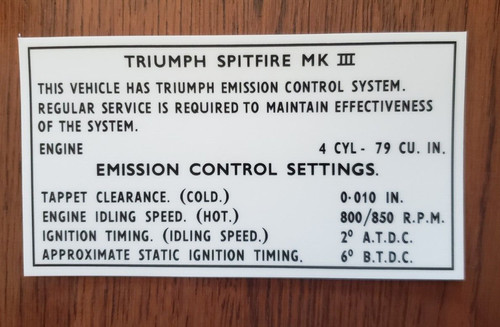 Triumph spitfire mk3 - spitfire, emission