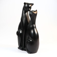 Black Kissing Cats Figurine Modern Abstract Resin Cat Couple Home Decor Ornament