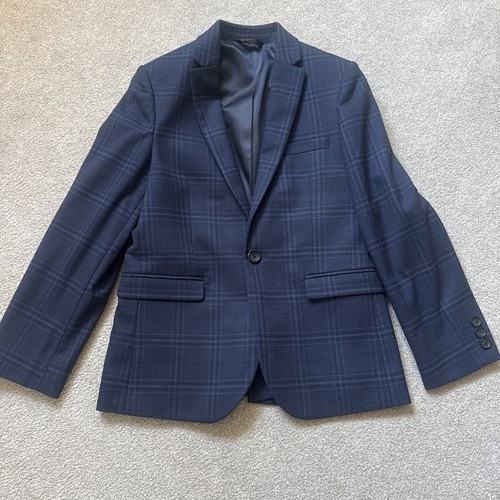 Boys next navy checked suit - checked,