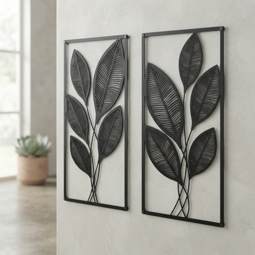 Chic black iron leaf - iron, art