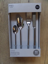 M&S Manhattan 16 Piece Cutlery Set In Stainless Steel BNIB