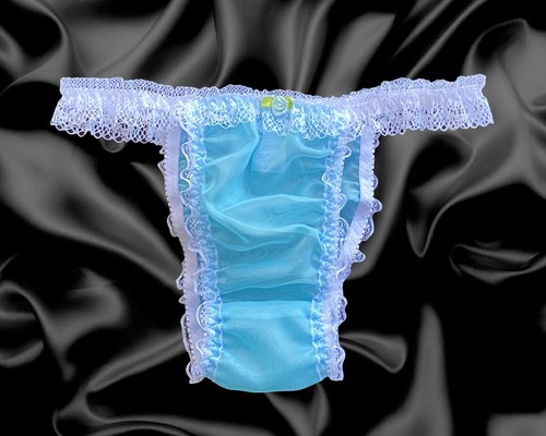 Aqua blue frilly sissy - frilly, sheer