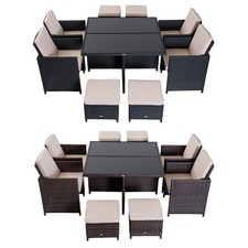 9 Pieces Rattan Dining Set
