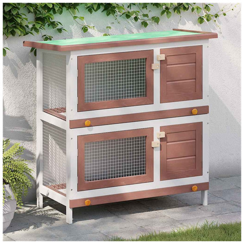 Rabbit hutch brown 90x45x90cm - brown,