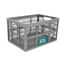 Strong Folding Collapsible Plastic Storage Crates Boxes Stackable Basket 32L New