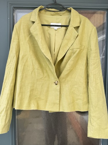 Green linen blazer a - green,