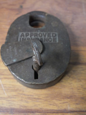 Vintage 50/60s Brass 5 Lever Approved Insurance Padlock working.