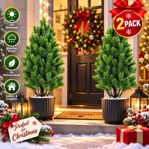 2pack artificial cedar topiary - 2pack,