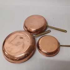 Set of 3 Vintage Copper Frying