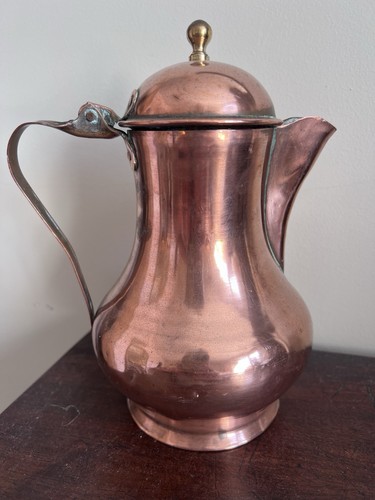 Antique copper jug with hinged - jug,