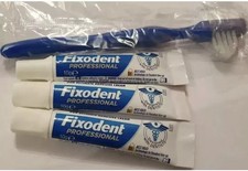 Travel size Fixodent Professional X 3 For Denture Adhesive With BRUSH Free PNP