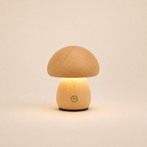 Wooden mushroom lamp - wooden,