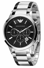 NEW Genuine EMPORIO ARMANI Chronograph 43mm Black Dial Men's Dress Watch AR2434
