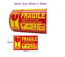 Fragile Stickers Roll 25x45mm
